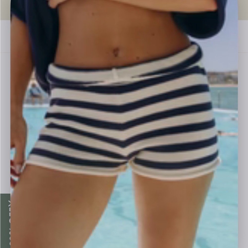 Daily Drills Navy and White Striped Athletic Shorts